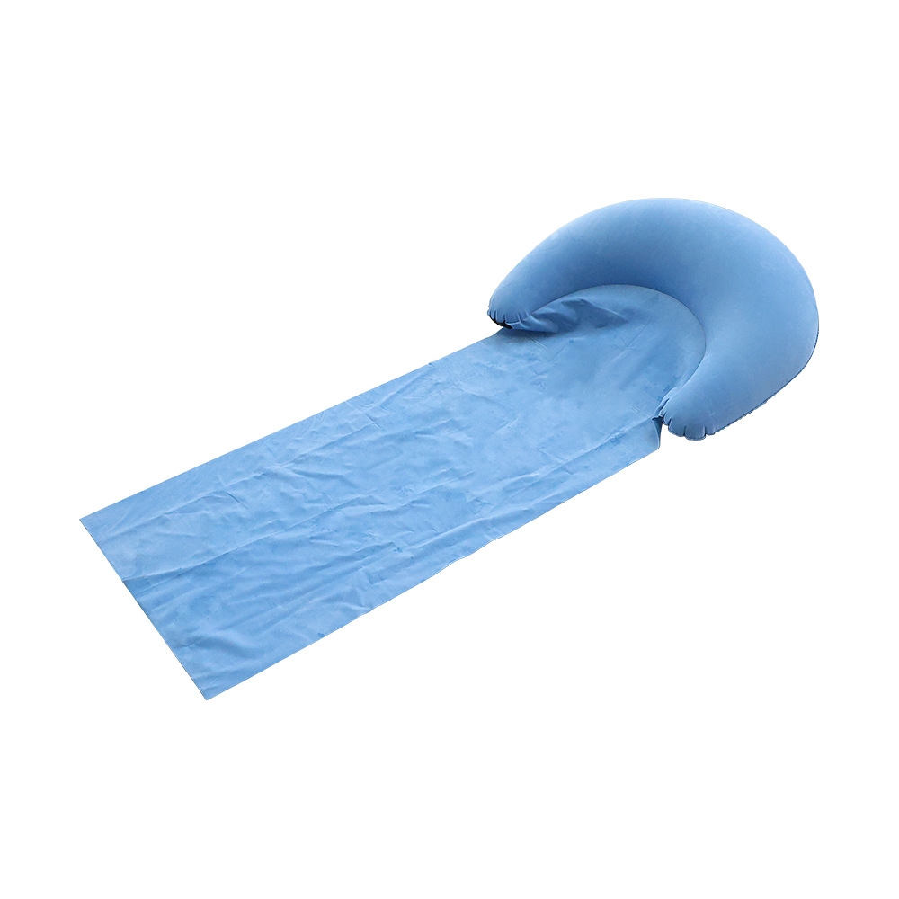 Outdoor Camping Inflatable Pillows Ultralight Beach mat camping single sleeping pad also folds easily for portability: Blue