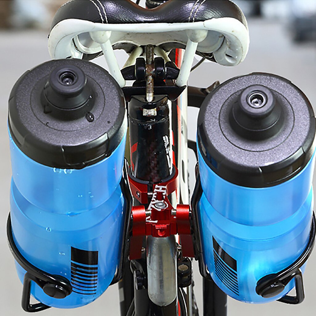 Convertidor de botellero con poste de asiento de bicicleta, sillín de bicicleta de montaña, doble soporte para botella de agua, adaptador de rejilla # T2G