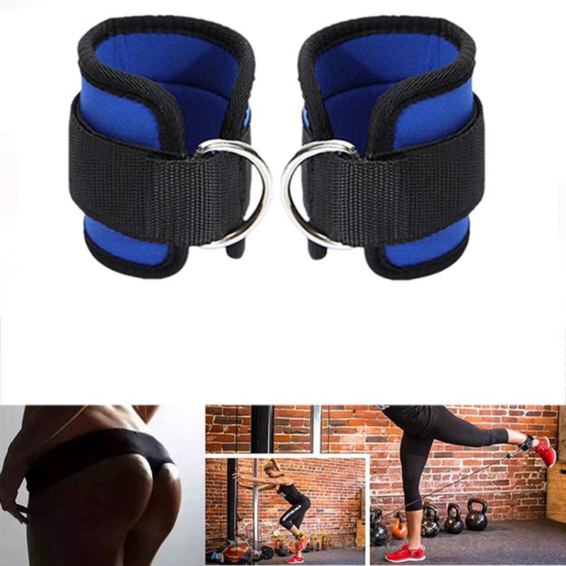 2 stuks Sport Enkelbandjes D-ring Enkel Kalveren Band voor Gym Workouts Machines Been Oefeningen (Rosy)