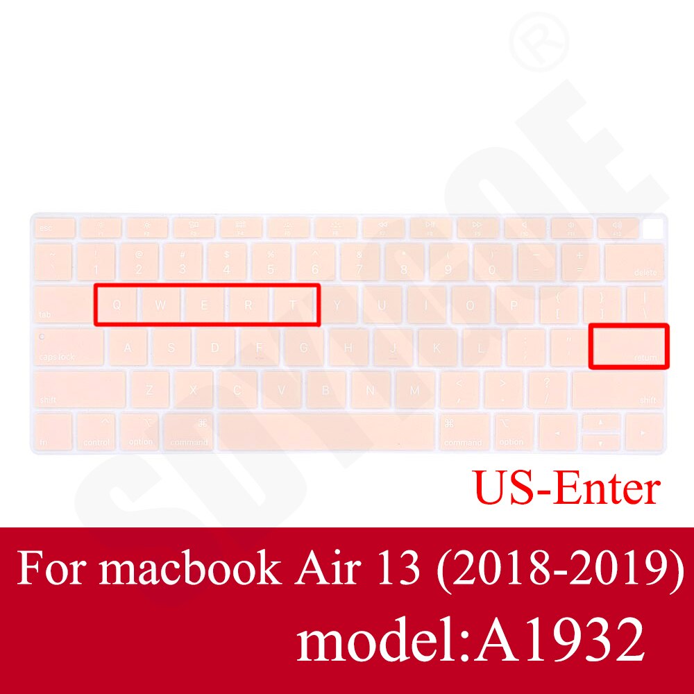 Nowy 13 Air A1932 klawiatura do laptopa folia ochronna wodoodporna do Macbook air 13.3 cala obudowy pokrywa klawiatury laptopa edycja amerykańska: Różowy