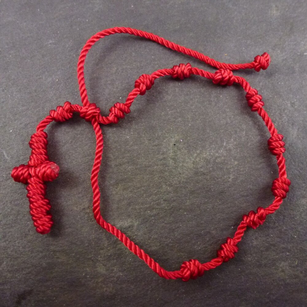 De uno hecho a mano de la suerte de trenza cuerda Rosario atado pulseras de cuerda de Nylon Cruz pulseras de la Amistad pulsera MB04