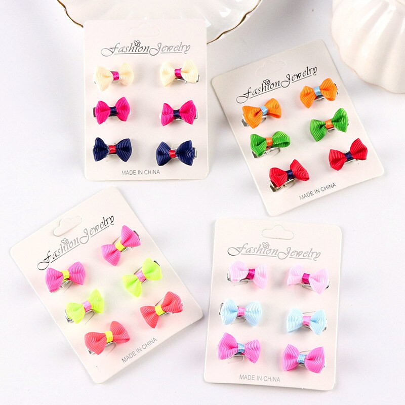 6 teile/paket Gemischt Farbe Bowknot freundlicher Baby freundlicher Haar Clip Bogen Stift Haarspange Haarnadel Ornament Zubehör Für Mädchen