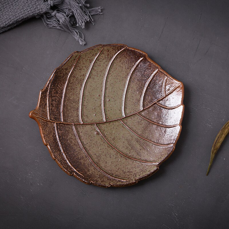 Japanese leaf shape bowl plate spoon ceramic tableware suit: 1 dish