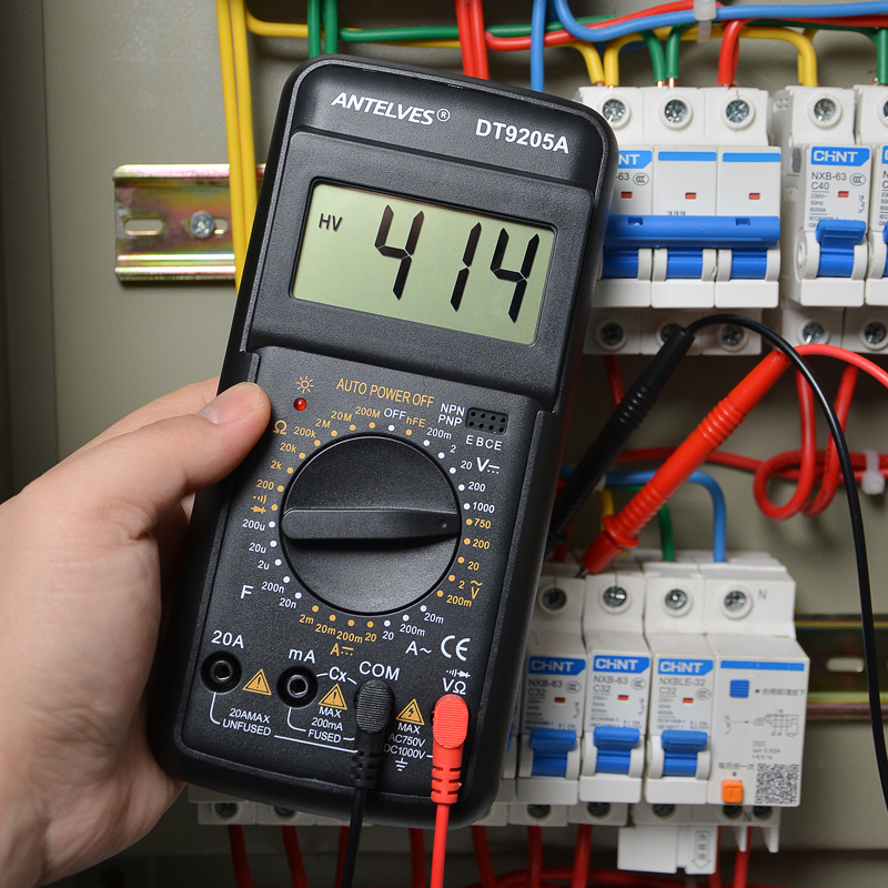 Digital Multimeter Tester Electrical Test Meter Voltmeter With Buzzer Resistance Capacitance Test Leads DT9205A