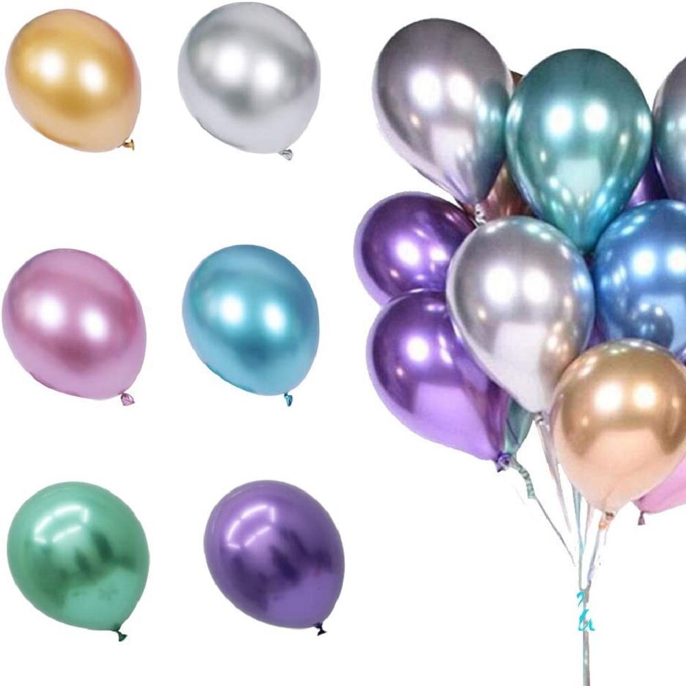 Globos cromados multicolores de 12 pulgadas, 100 Uds., globos metálicos perlados, látex decoración en metálico de colores vivos para bodas, cumpleaños, bebés