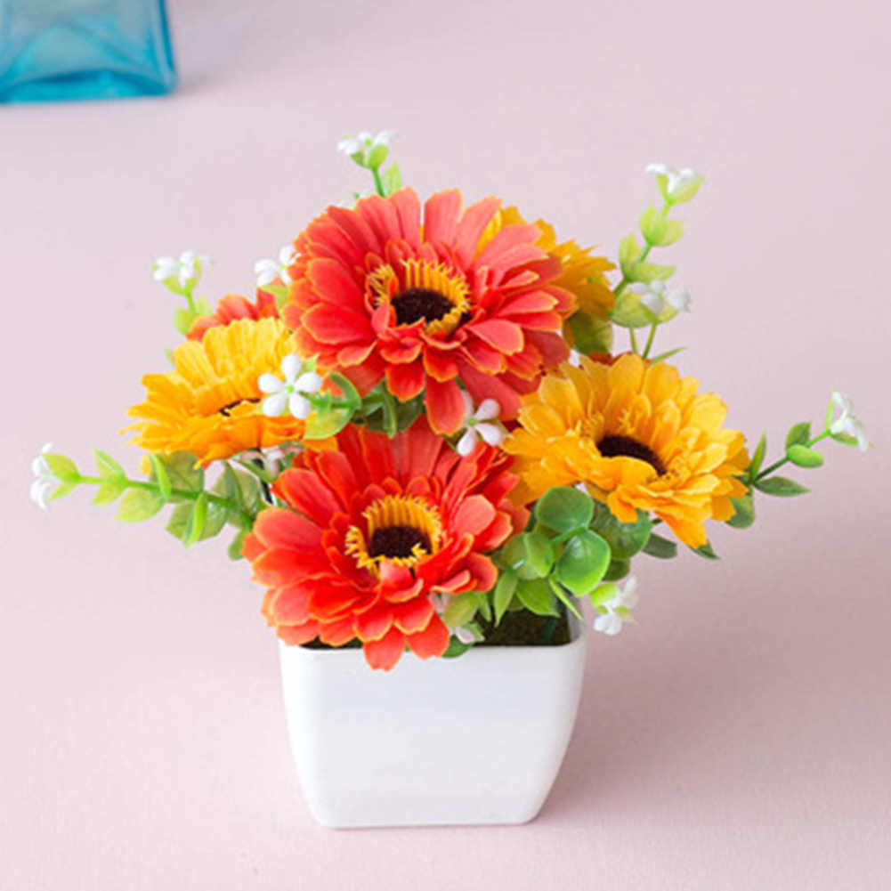 Home Decor Kunstmatige Potplant Kamer Decoratie Verse En Kleurrijke Kunstbloemen In Pot Langdurige Schoonheid: Bruin