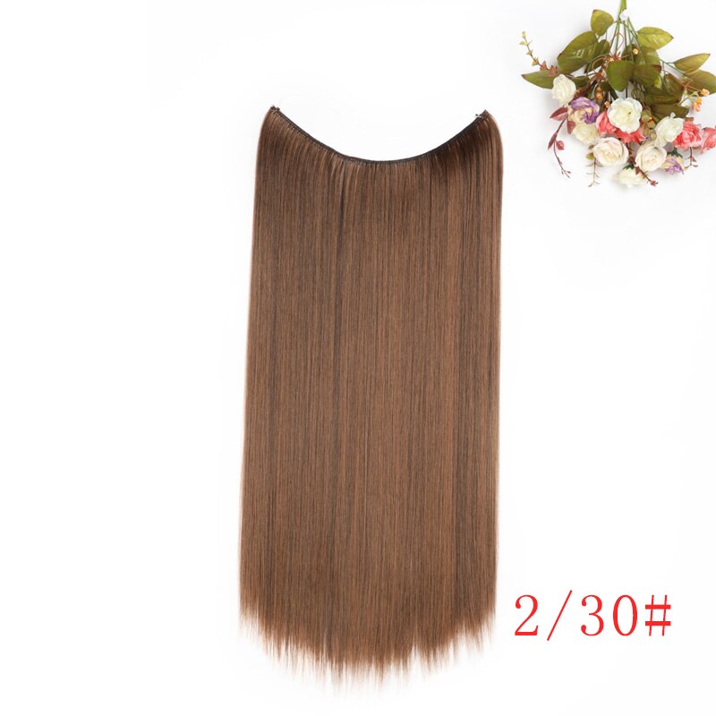 MERISI HAIR 24" Invisible Wire No Clips In Hair Extensions Secret Fish Line Hairpieces Synthetic Wavy Hair Extensions: Z230