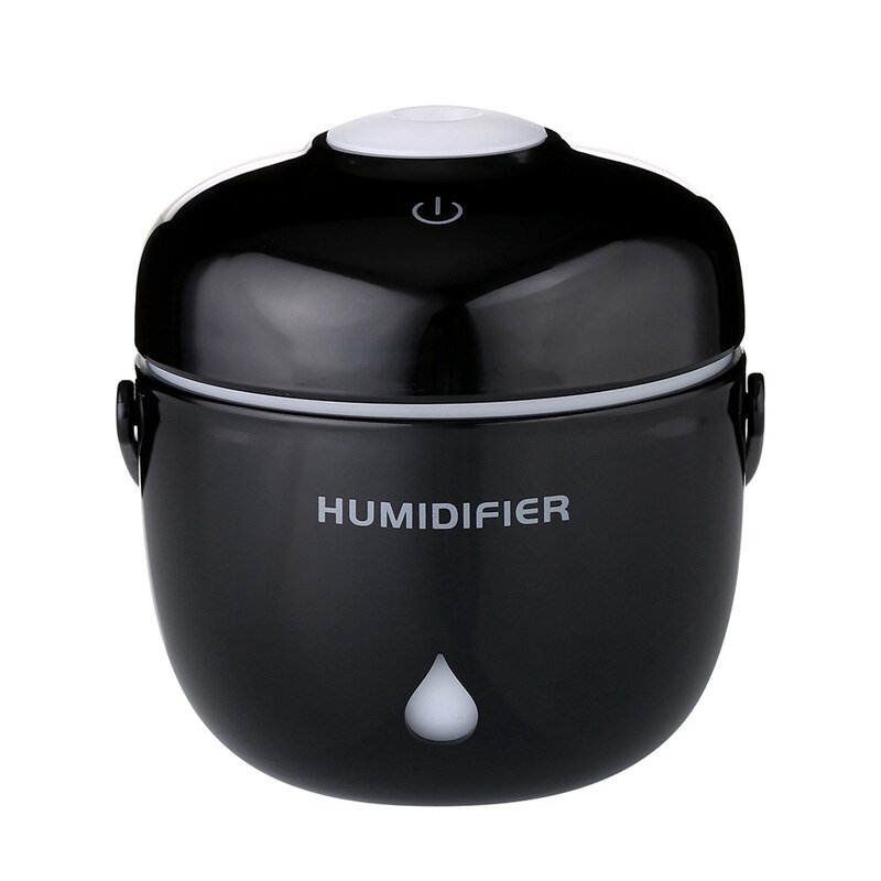 Riskoger luftfugter æterisk olie diffuser aromalampe aromaterapi led natlys usb elektrisk aroma diffuser: Sort