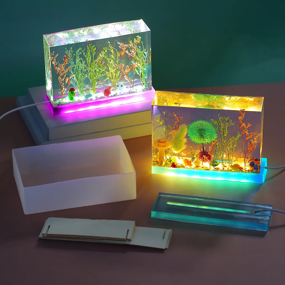 Droge Bloem 3D Kubus Ornament Vierkante LED Lamphouder Cuboid Siliconen Schurende DIY Kristal Epoxyhars Mal Handwerk
