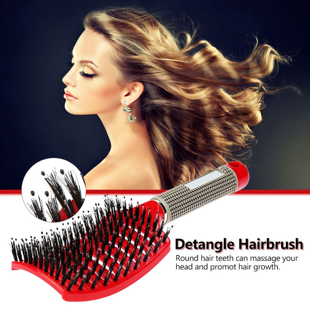 Haar Hoofdhuid Massage Kam Haarborstel Varkenshaar Nylon Vrouwen Nat Krullend Ontwarren Haar Borstel Voor Salon Kappers Styling Tools 8 Kleur