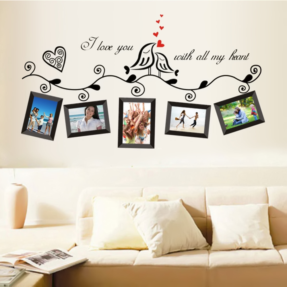 Birds Family Tree black Wall Decals Home Decor Living Room Photo Frame Wall Stickers DIY Nural Art Pvc Wallpaper