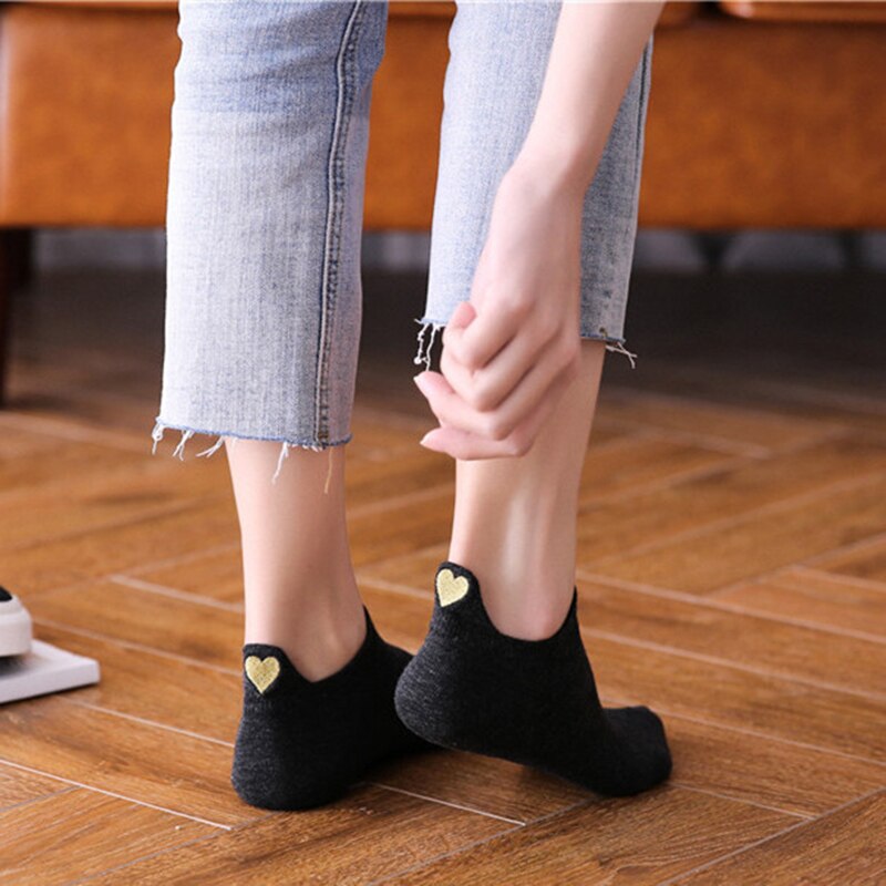 Funny Woman Socks Women 4 Pairs Pack Short Ankle Socks Happy Kawaii Girls Cotton Cartoon Cute Heart Casual Sock harajuku Sox