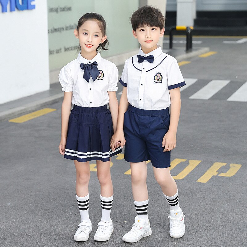 japanese school uniform summer short-sleeved college style suit children British style uniformes estudiantes