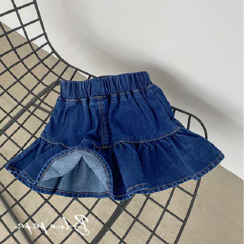 Tyttöjen hame denim taskuhameet lyhyet hameet kesälasten vaatteet 3-8 vuotta vanha