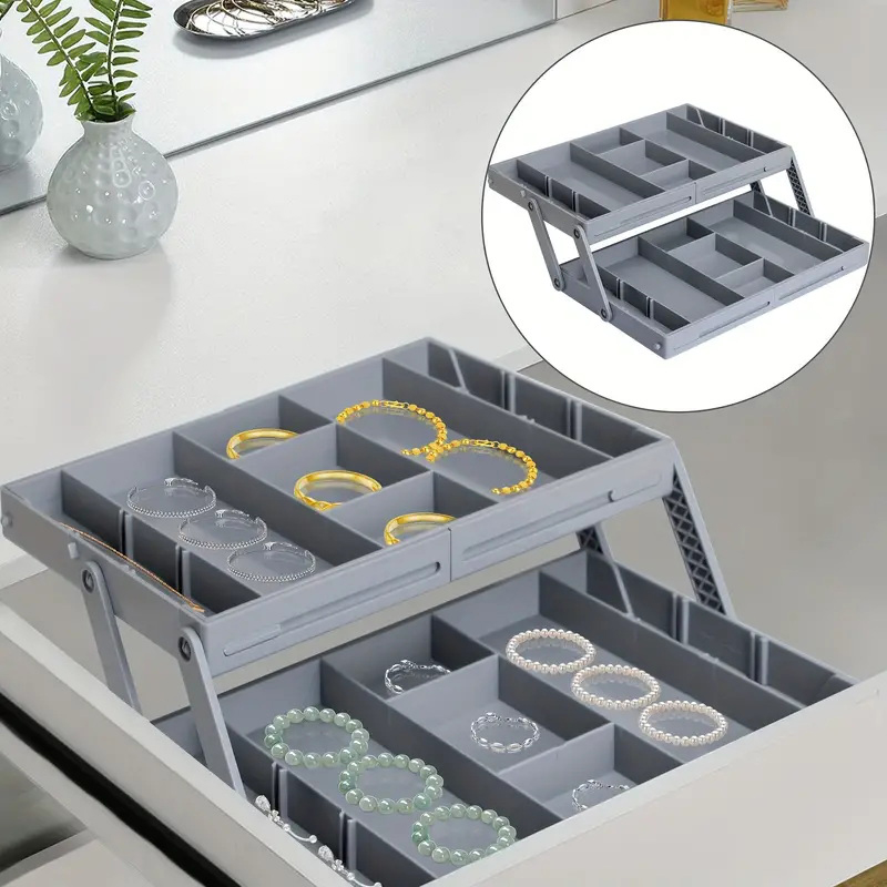 2/3 Foldable Drawer Organizer Multi Level Storage Tray Adjustable Divider Versatile Jewelry Cosmetics Drawer Organizer