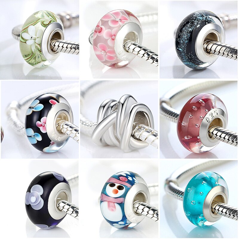 Zilver Kleur Zwart Europese Murano Glaskralen Fit Charm Armbanden Armbanden Voor Vrouwen Kralen Bedels Sieraden Perles