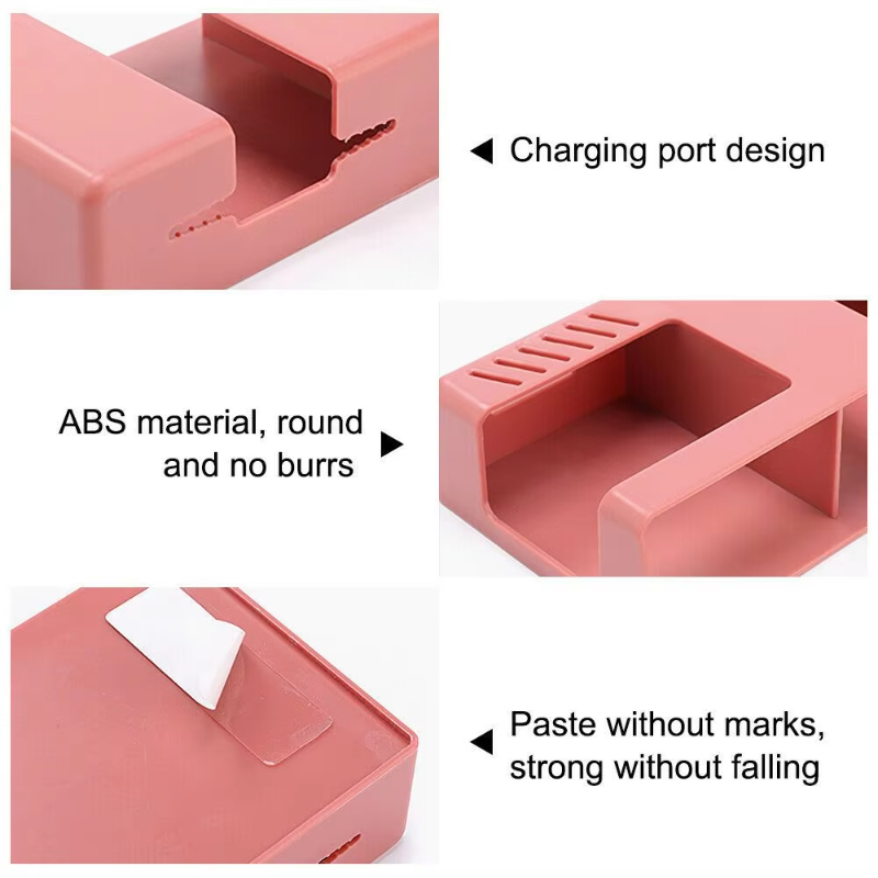 Wall Mounted Mobile Phone Charging Holder Bracket Remote Controller Stand Multi-function Wall Shelf Hotel Universal Storage Box