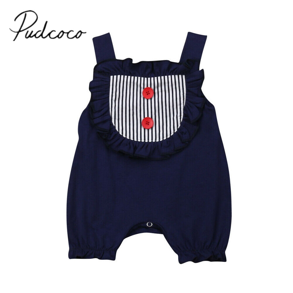 Children Summer Clothing Toddler Baby Boy Girl Boys One-Pieces Romper Sleeveless Ruffles Stripe Patchwork Jumpsuit Outfits