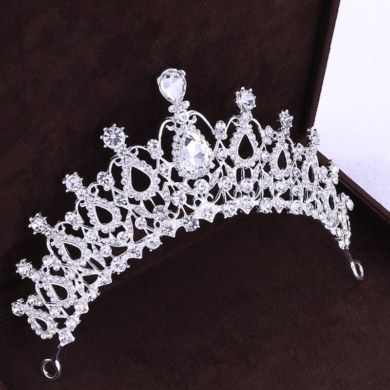 Tiara Kroon Oorbellen Ketting Sets Voor Bruid Bruiloft Prom Party Jurk Rhinestone Zilveren Kroon Wedding Earring