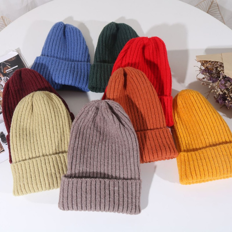 Mltbb Wol Winter Hoeden Voor Vrouwen Solid Candy Kleur Breien Mutsen Hoed Vrouwelijke Zachte Kpop Stijl Skullcap Meisjes Bonnet gorro