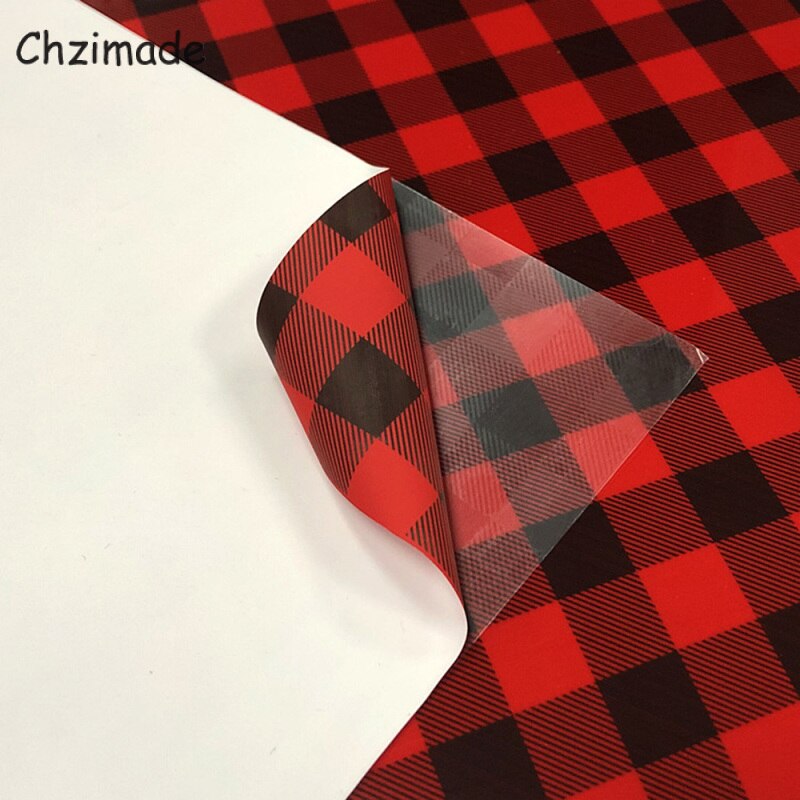 Chzimade Black Red Grid Heat Transfer PU Vinly Film For Heat Press Machine T-shirt Iron On Clothes Diy Handmade Crafts