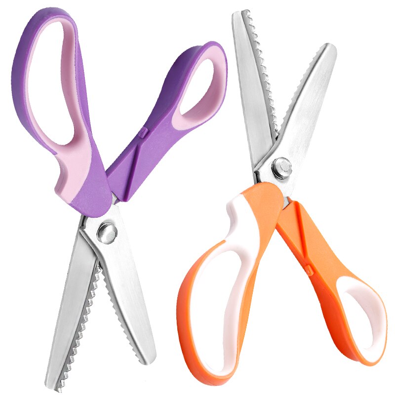 SHWAKK 1Pcs Stainless Steel Dressmaking Zig Zag Cut Scissors Sewing Scissors Cross Stitch Warp Head Tilt Up Scissors Cutter