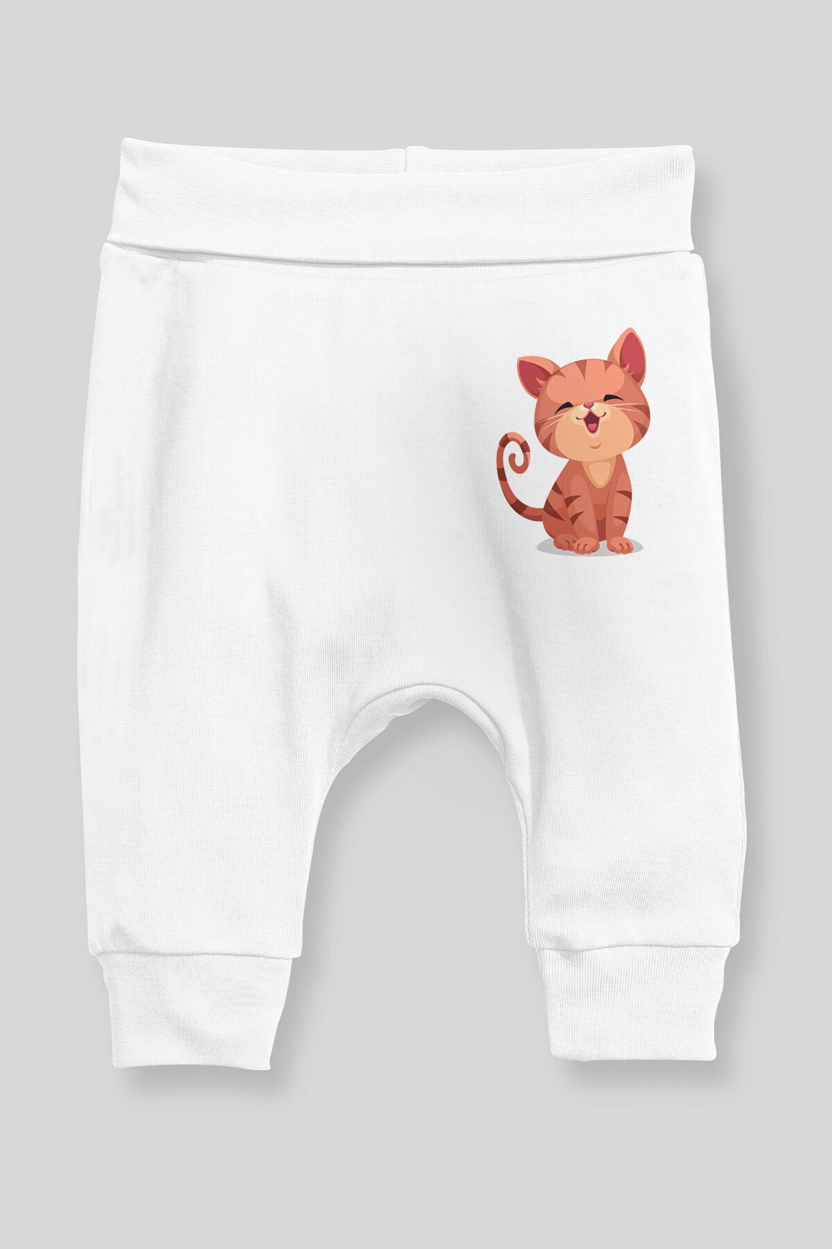 Angemiel Baby Niedliche Lächelnde Katze Baby Junge Pluderhosen Pantalon Weiß