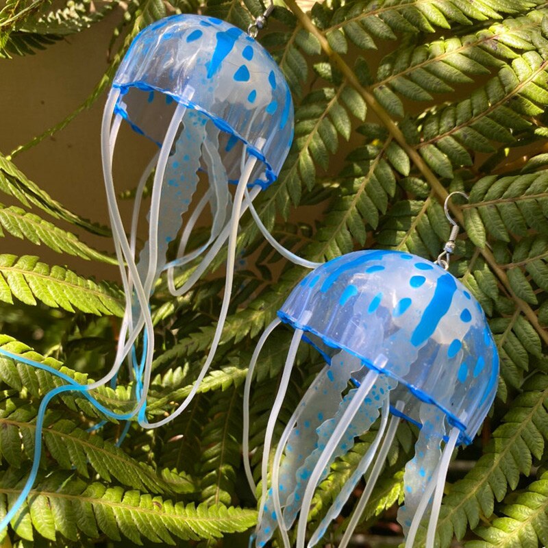 Kwallen Earring Festival Mermaid Sieraden Carnaval Neon Ultraviolet Glow Oceaan Kwallen Octopus Onderwater Mariene Leven Sieraden: blue