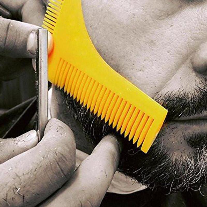 Peigne barbe transparente pour hommes, outil de beauté pour les cheveux, modèles de garniture de la barbe pour hommes, modèle de style