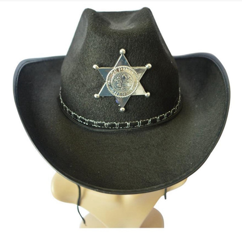 Sombrero de sheriff del Oeste Salvaje de Cowboy, vestido de Halloween, sombrero de cowboy del Oeste, sombrero de Venecia, sombrero de pentagrama
