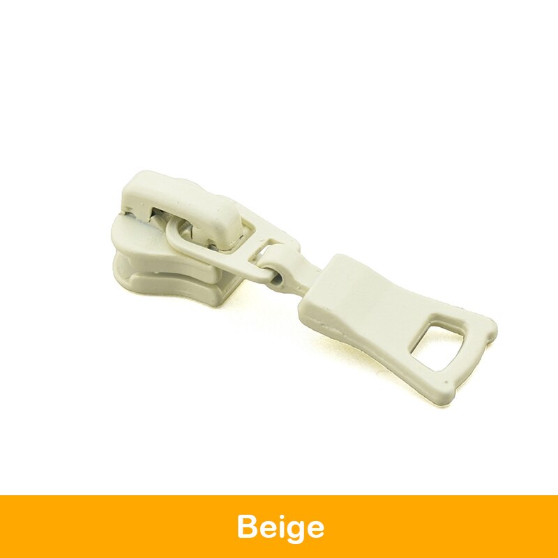 5# 5 stuks kleurrijke ritstrekkers, schuifregelaars voor harsritsen, accessoires voor het naaien: Beige