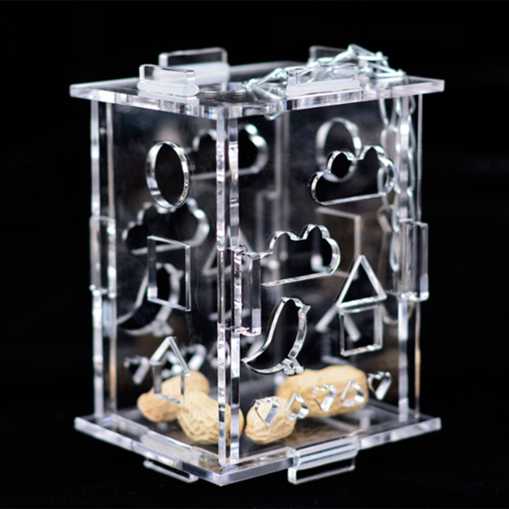 Acrylic Bird Parrot Hanging Foraging Feeder Feeding Box Bird Parrots Toys Food Feeder Hanging Foraging Chain For Treats