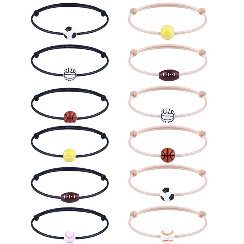 R3mc charme pulseira para menino menina bola de futebol fio cera crianças acessórios da equipe casais amizade pulseira masculino jóias