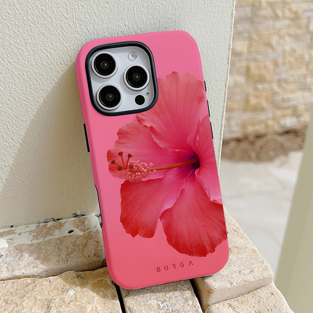 BURGA luxury- Pink flower picture Phone Case for IPhone 16 15 14 13 12 11 Pro Max Plus Luxury Double-layer Back Cover