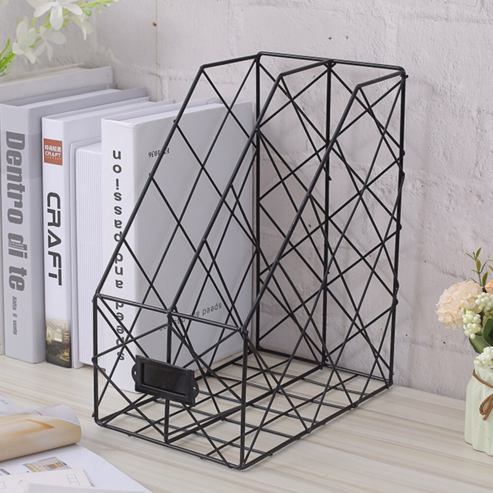Book File Stand Iron Desktop Multi-layerBook File Stand Magazine Rack Cosmetic Storage Rack DU55: A