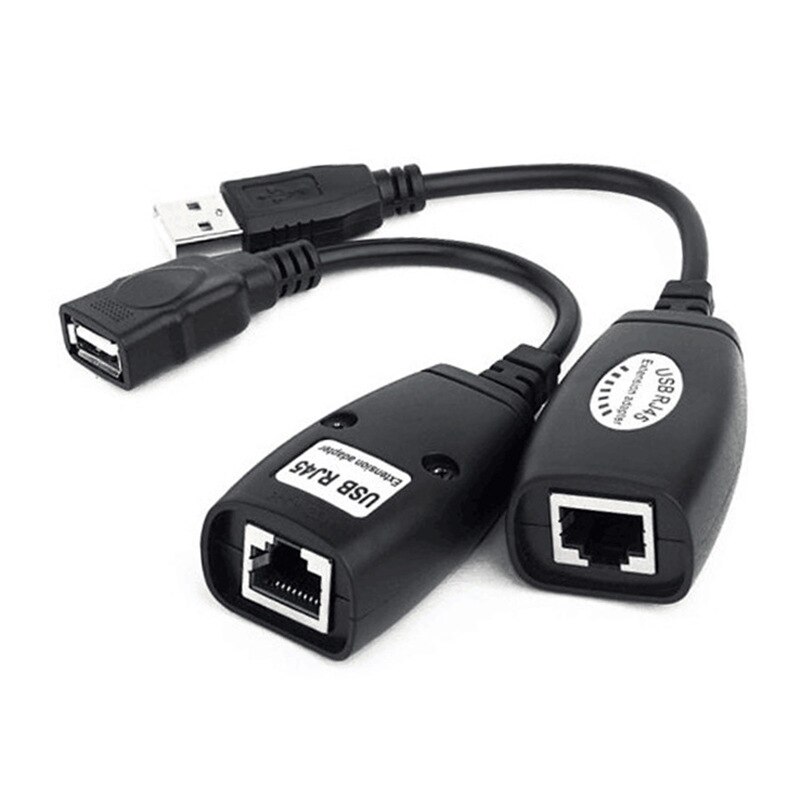 USB 2.0 Male To Female Cat6 Cat5 Cat5e 6 Rj45 LAN Ethernet Network Extender Extension Repeater Adapter Converter Cable