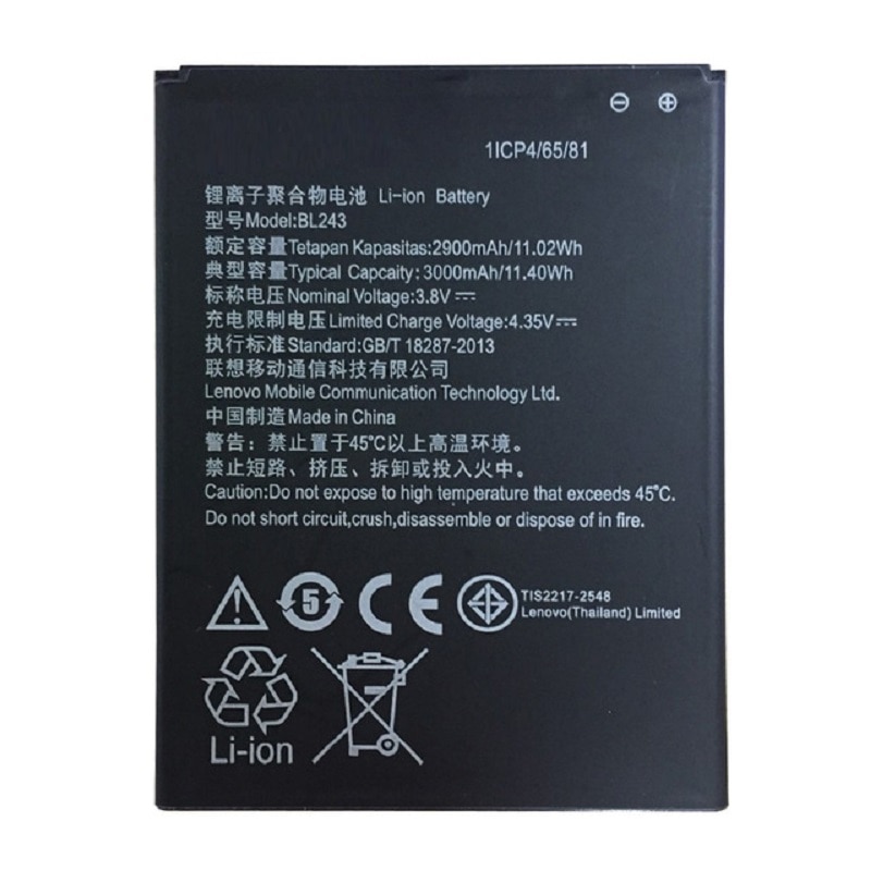 Nouvelle batterie de téléphone portable 2900 mAh BL243 pour lenovo K3 Note K50-T5 A7000 A5500 A5600 A7600