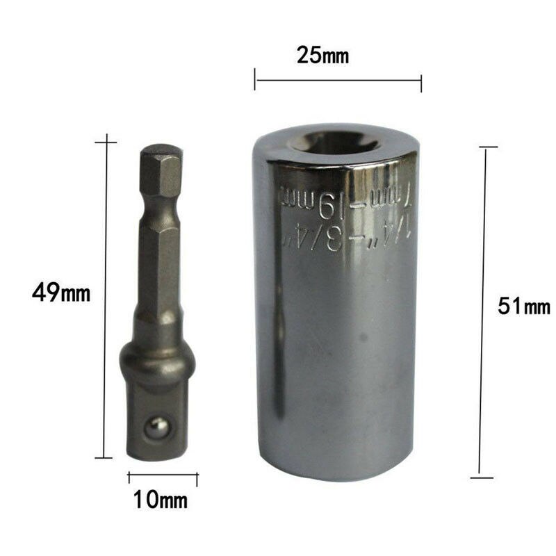 2 pcs 7-19mm Universal Socket Electric Drill Adapter Tool Drive Adapter Multi-Function Ratchets Sockets Universal Sleeve