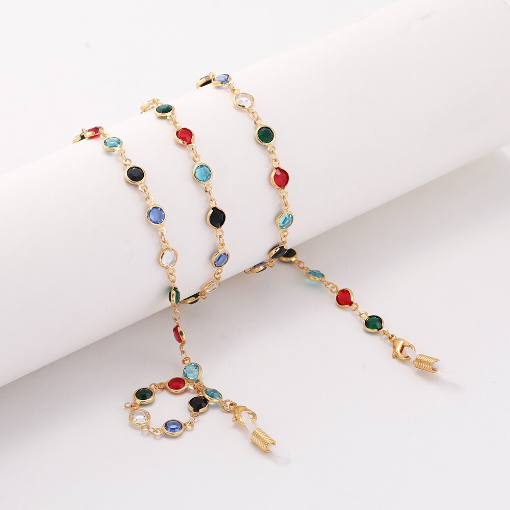 SKYRIM, antideslizante, gafas de sol de cristal para mujer, cadena dorada plateada, correas y cordones para el cuello, cuerda, cadenas para anteojos, soporte de cordón: Gold Color