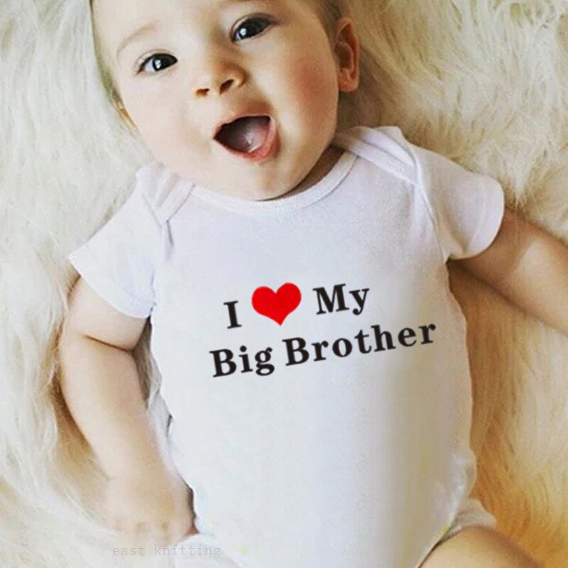 4 kolory śmieszne kocham mojego brata drukowane Body niemowlęce noworodka ubrania bawełniane ciało dziewczynka chłopiec Body 0-24M niemowlę Onesie: WHITE / 3M