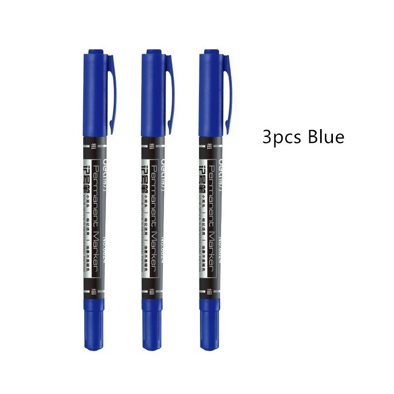 3pcs blue red black marker pen Dry fast bold & fine point pens for CD fabric wood Office School supplies F537: 3pcs Blue color