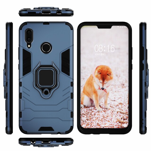 Stoßfest Rügestochen fallen Für Huawei Nova 3 fallen Ring-Halfter-Stand Telefon Abdeckung Für Huawei Nova 3i Nova3i INE-LX2 INE-LX9 nova3 3 ich: Pro Viel Spaß 10E / Marine Blau