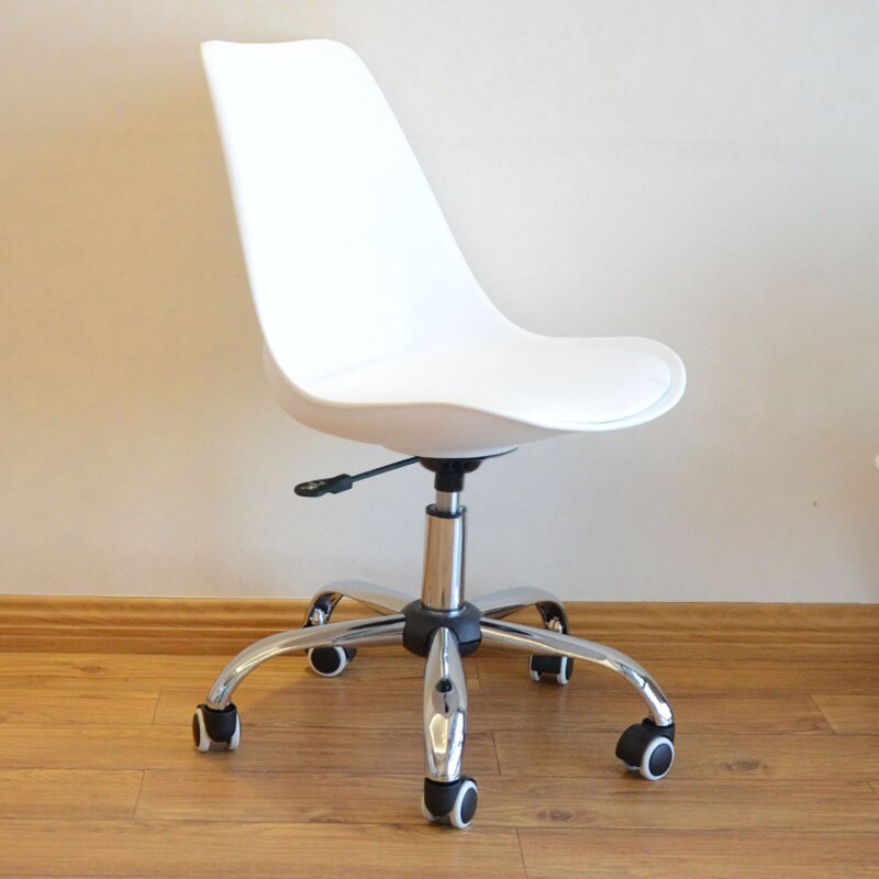 Computer Chair Home Modern Simple Lazy Desk Office Lifting Rotating Pulley Backrest Seat Student Small Chair: White PP