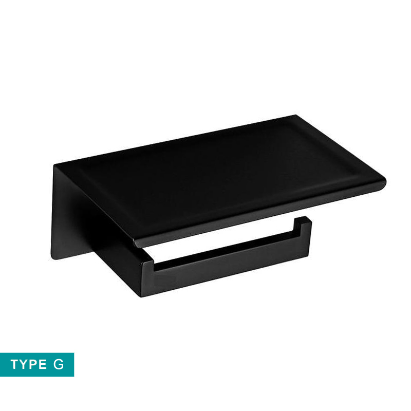 Toilet Roll Double Paper Long Holder with Rack Hanger Bathroom WC Accessories Hardware Matt Black Gold Chrome: G BA0048BK-86