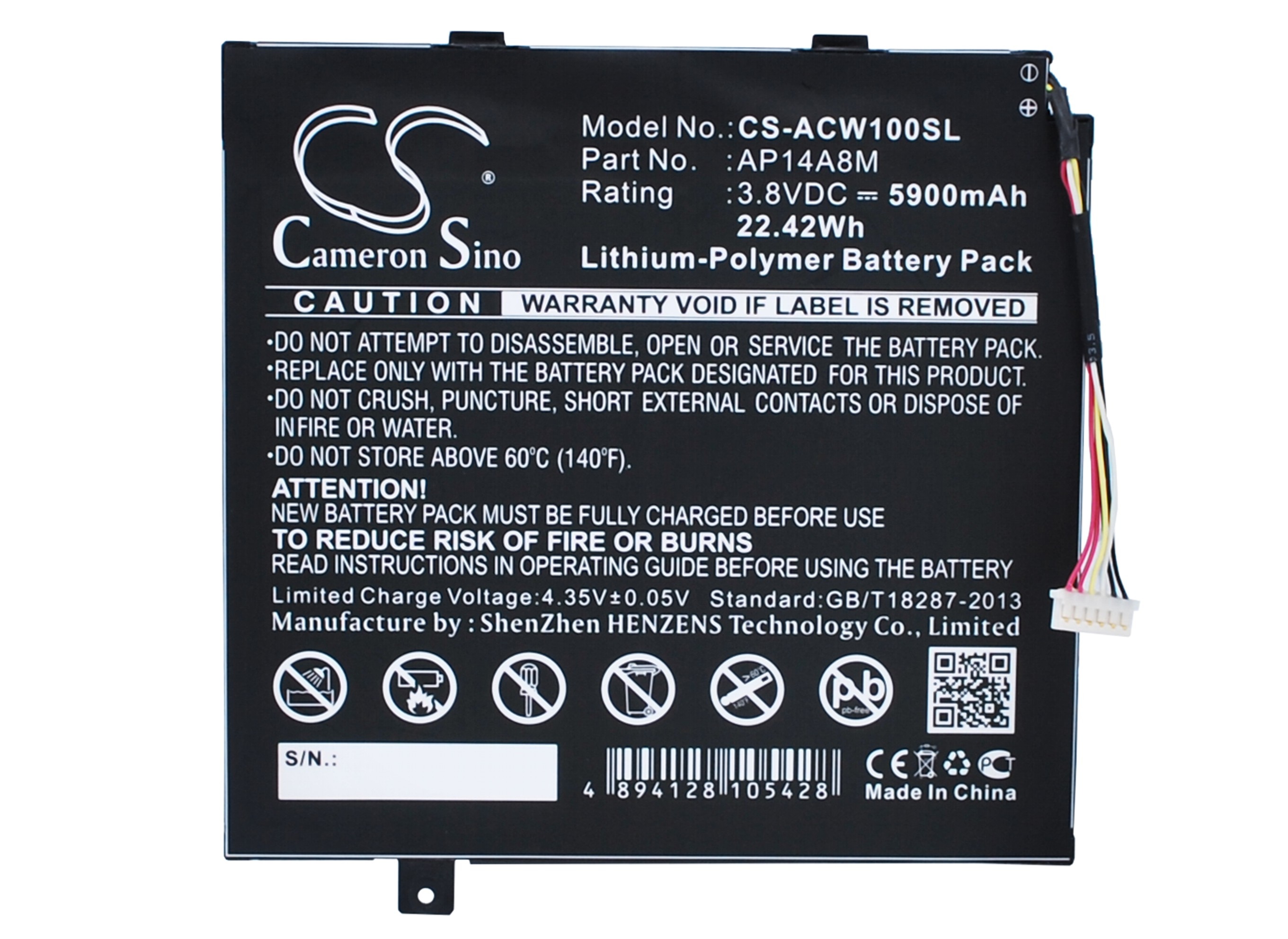 Cameron Sino 5900mAh bateria AP14A4M, AP14A8M dla Acer A3-A20FHD, Iconia 10 A3-A20, NTL4TET016, SW5-011, SW5-012, SW5-012P