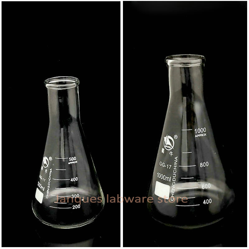 50ml to 1000ml Erlenmeyer Borosilicate Glass Flask Wide Neck Flask Conical Triangular Flask Laboratory Chemical Equipment,