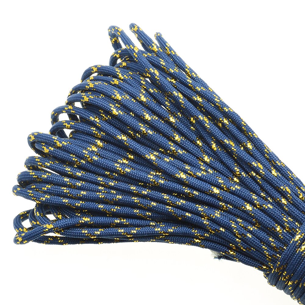 Gold Silver Cord 550 Paracord Parachute Cord Lanyard Mil Spec Type III 7 Strand Core 100 FT 19 Colors: Navy Blue