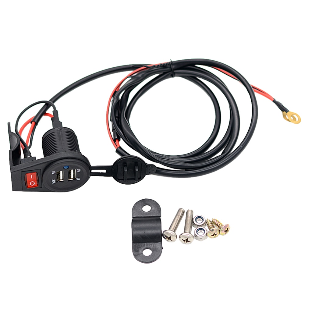 Dual Usb Power Port Outlet Socket Adapter Met Aan Uit Schakelaar 12-24V