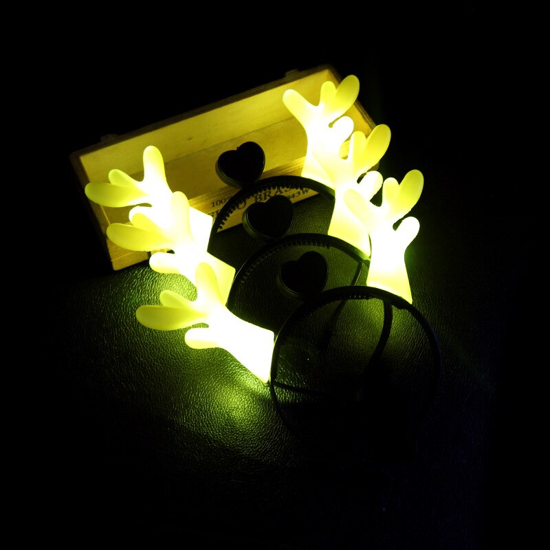 Weihnachten Leuchtenden Geweih Stirnband Konzert Nacht Licht LED Stirnband Kopfschmuck Geweih Glänzende Stall Spielzeug: leuchtenden Geweih  Gelb
