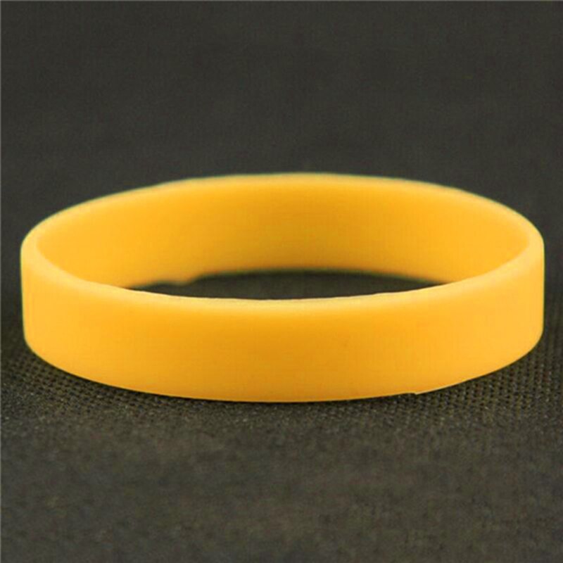 Silicone Rubber Wristband Flexible Wrist Band Cuff Bracelet Sports Casual Bangle For Women Men 12 Colors Bracelet: yellow